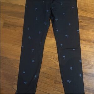 Beyond Yoga Navy Leggings with Light Blue Palm Print